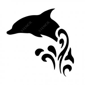 TR-6001 Stencil Tattoo Self adhesive Stencils Face Painting Design Decoration Dolphin