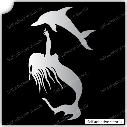 TR-6008 Stencil Tattoo Self adhesive Stencils Face Painting Design Decoration Dolphin